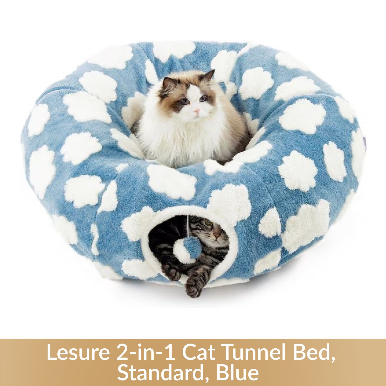  Lesure 2-in-1 Cat Tunnel Bed, Standard, Blue
