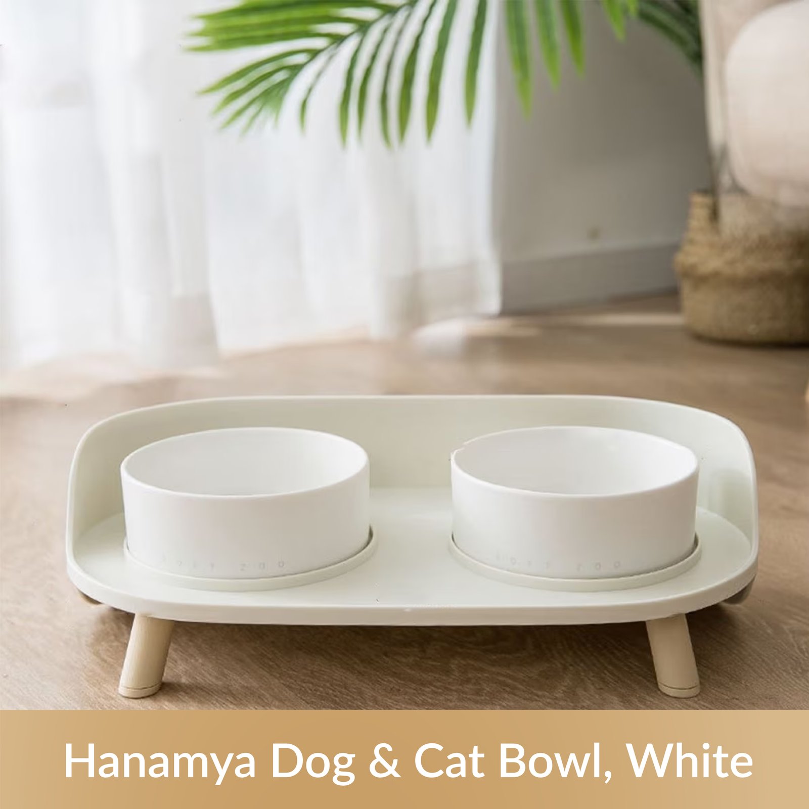 Hanamya Dog & Cat Bowl, White