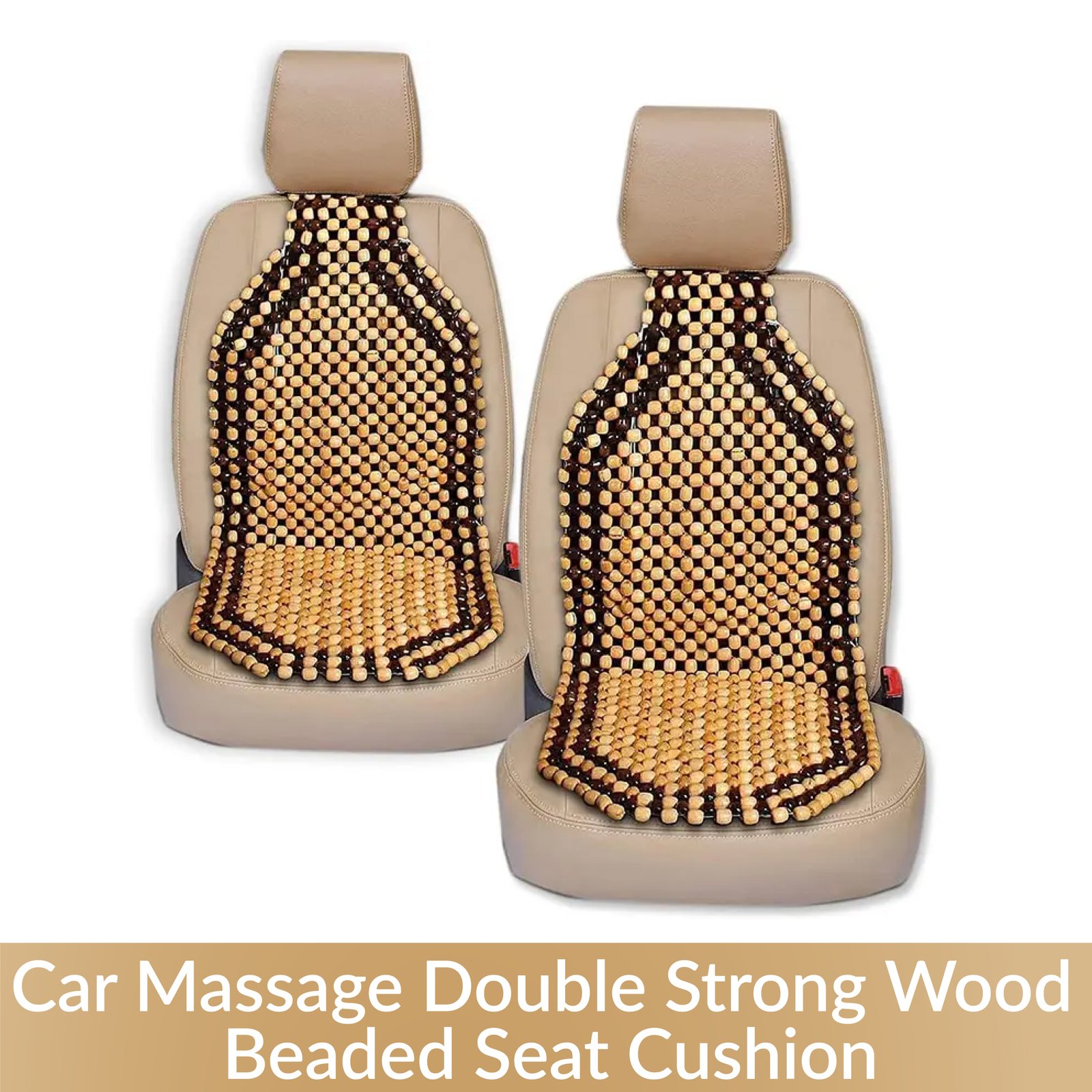 Car Massage Double Strong Wood Beaded Seat Cushion