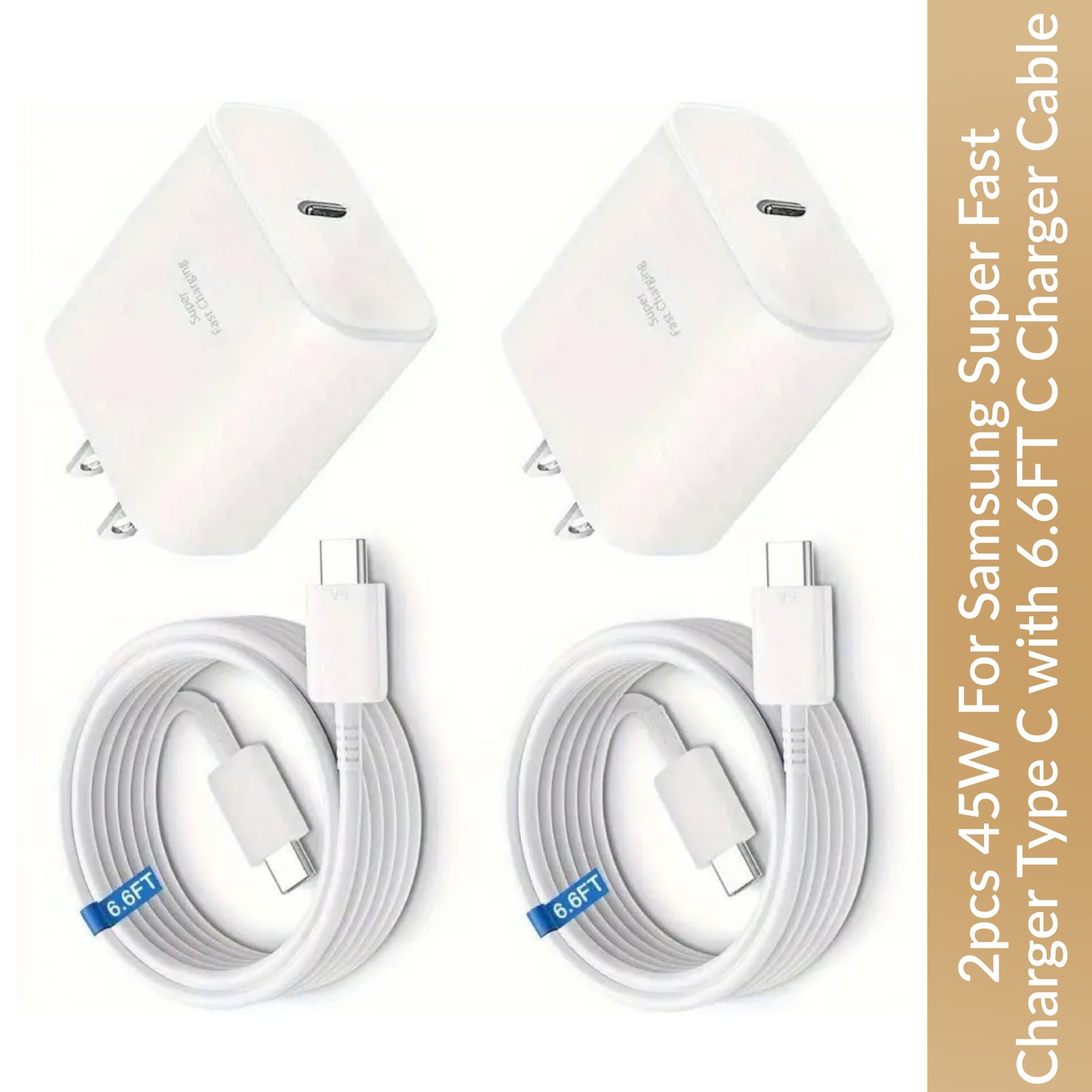 Samsung Super Fast Charger Type C with 6.6FT C Charger Cable 45W (2pcs)