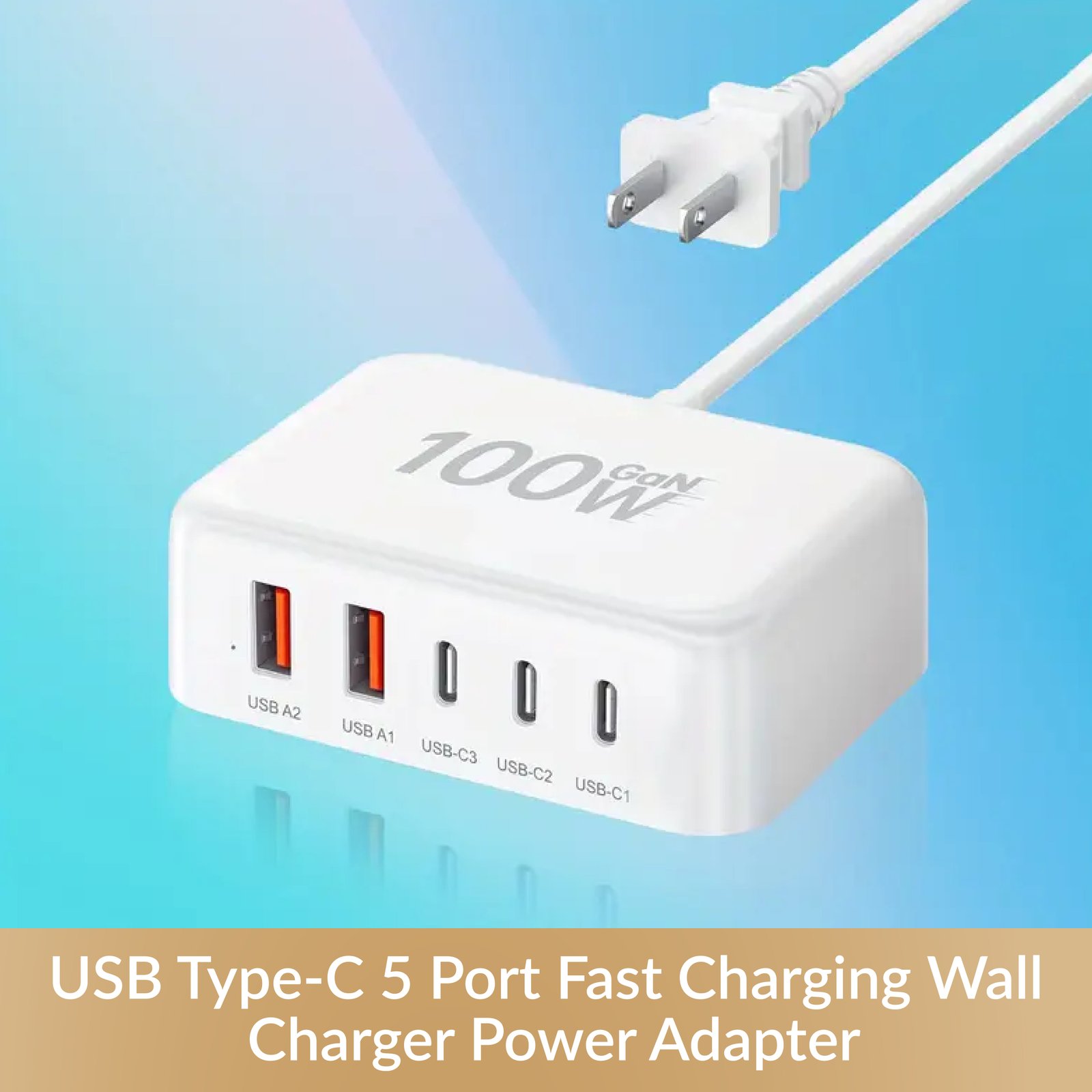 USB Type-C 5 Port Fast Charging Wall Charger Power Adapter