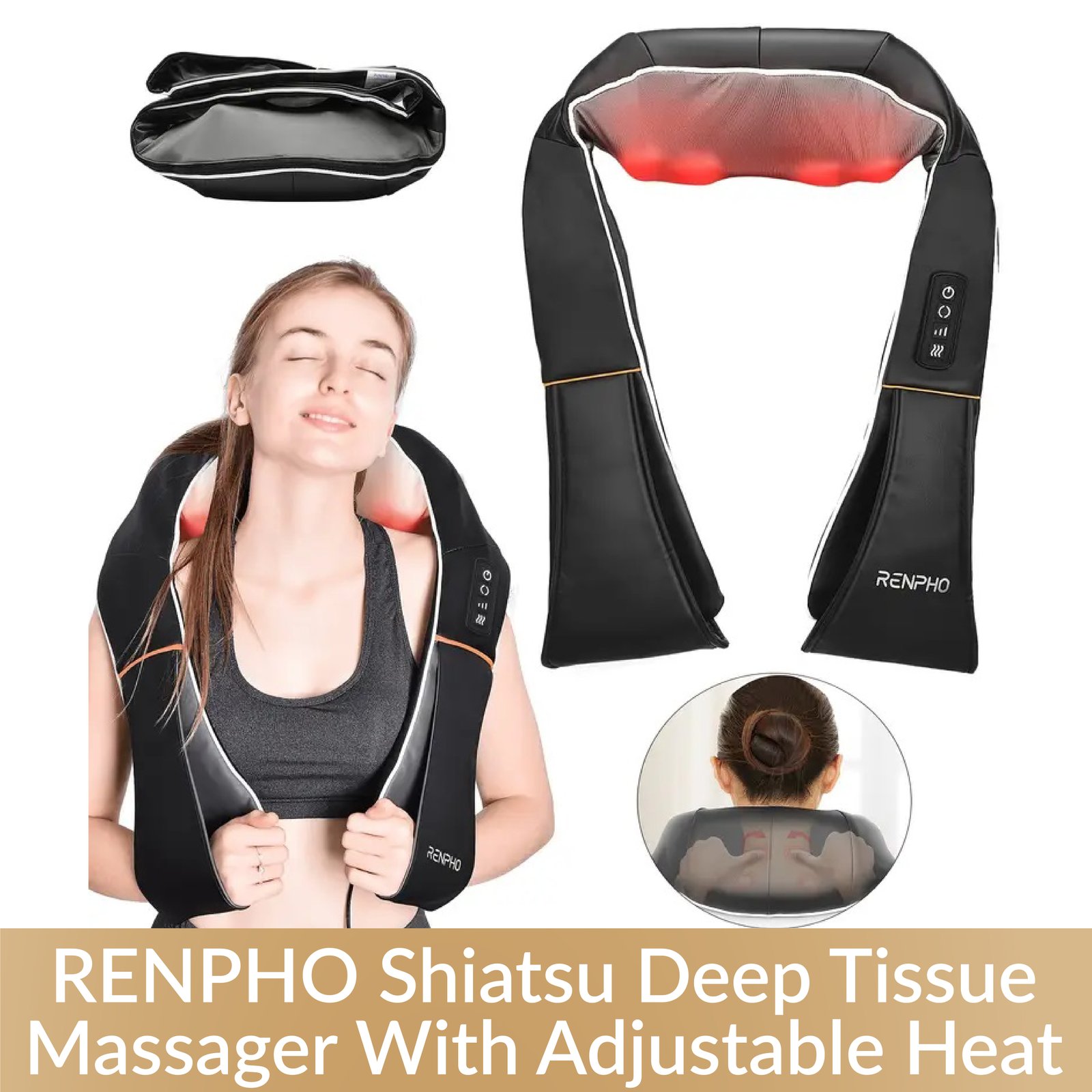 RENPHO Shiatsu Deep Tissue Massager With Adjustable Heat