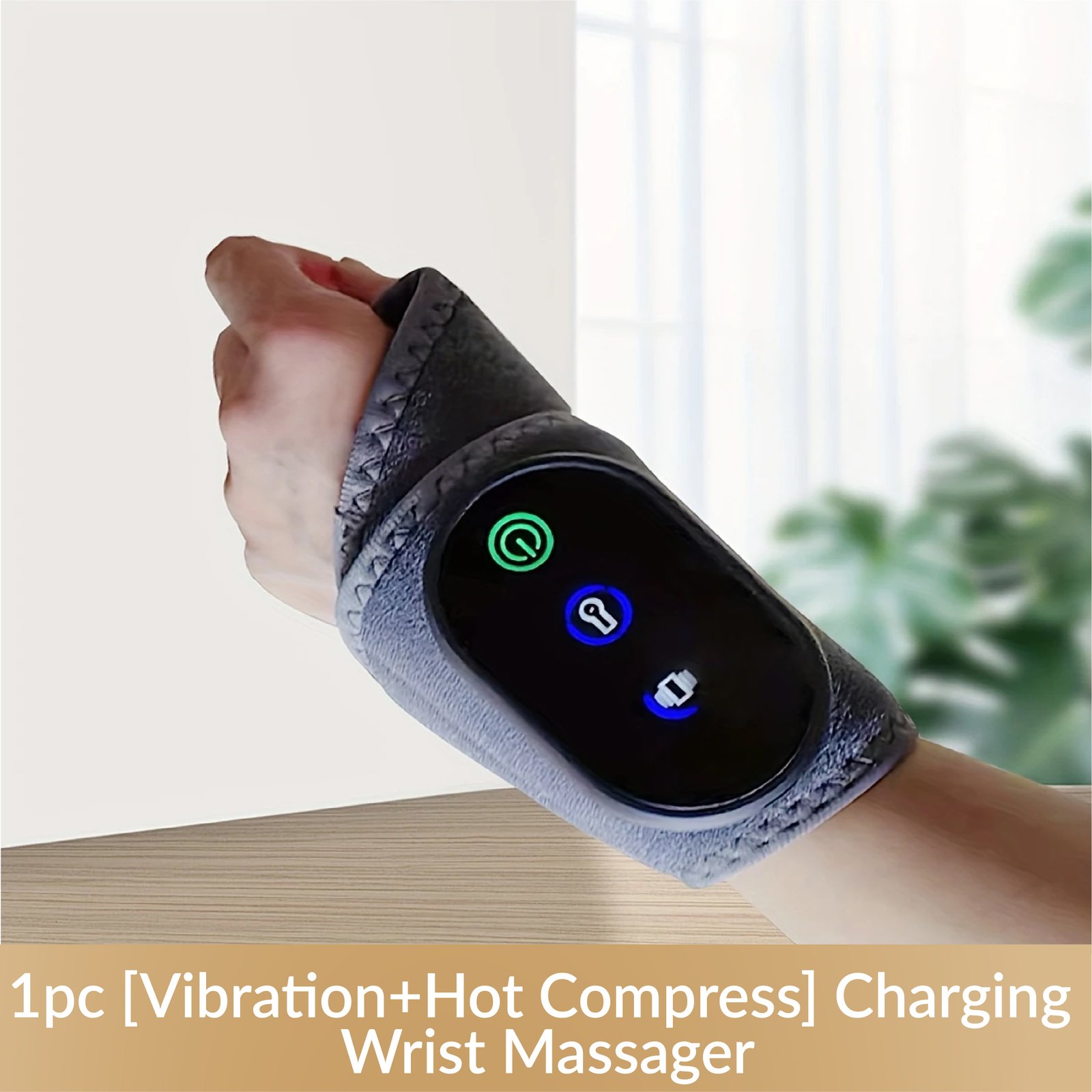1pc [Vibration+Hot Compress] Charging Wrist Massager